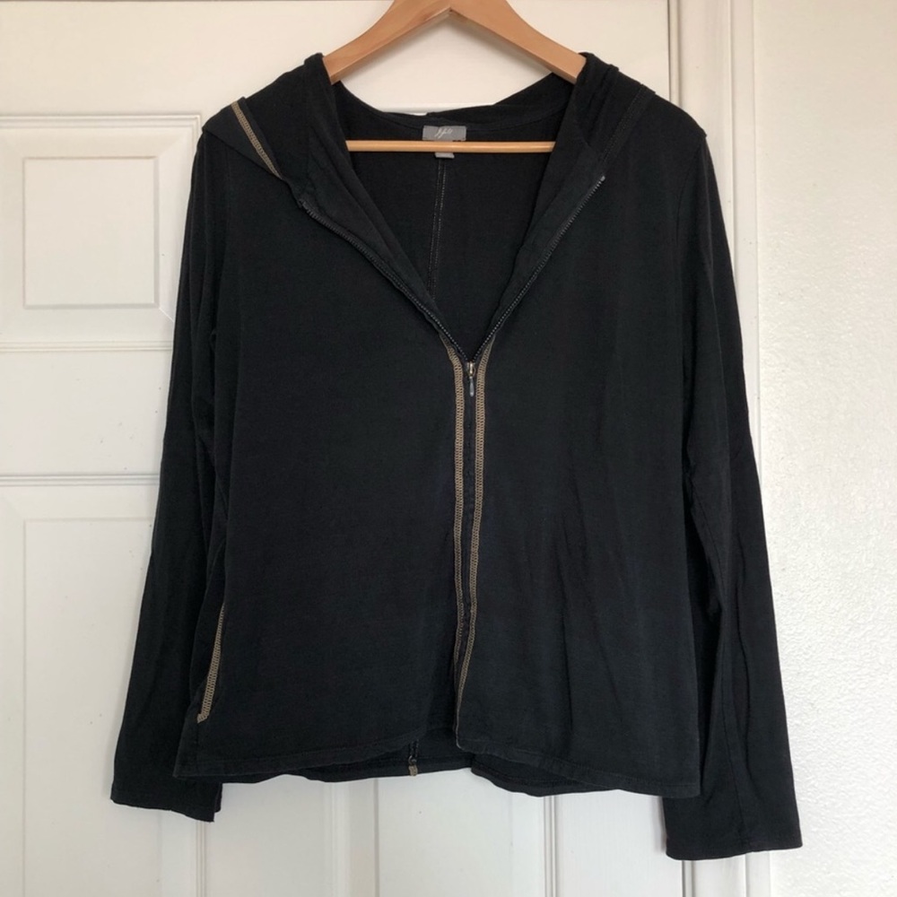 J. Jill Black Full Zip Hooded Jacket
